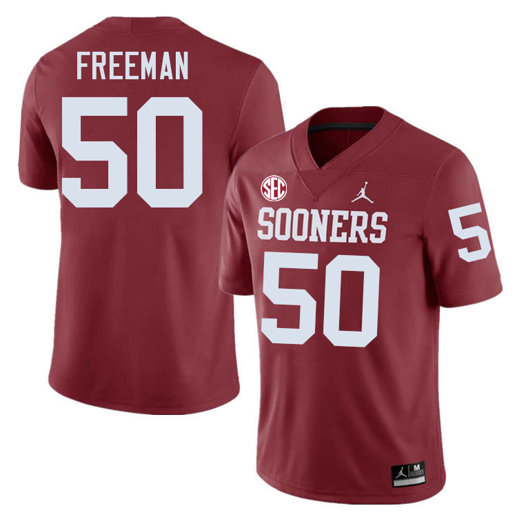 Oklahoma Sooners #50 Seth Freeman College Football Jersey Stitched-Crimson